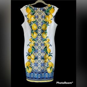 karin Stevens shift dress with lemons